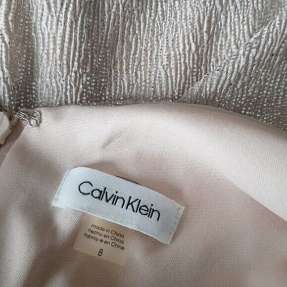 CALVIN KLEIN Metallic Shimmer Long Sleeve Dress Sz 8 - Picture 10 of 12